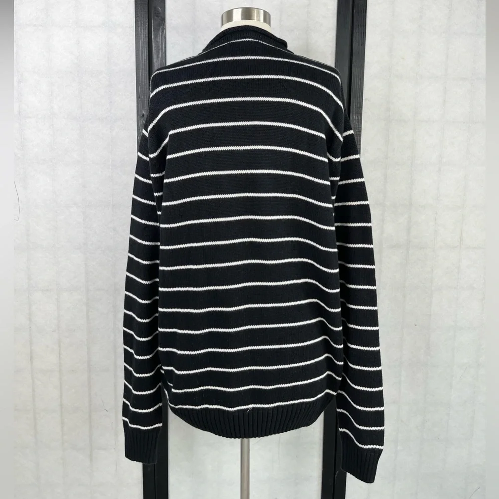 Men's Black and White Striped Sweater